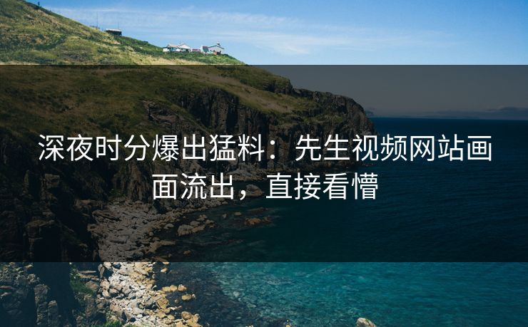 深夜时分爆出猛料：先生视频网站画面流出，直接看懵