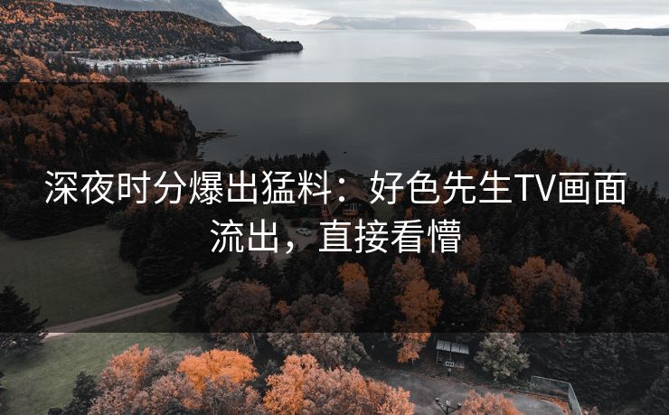 深夜时分爆出猛料：好色先生TV画面流出，直接看懵