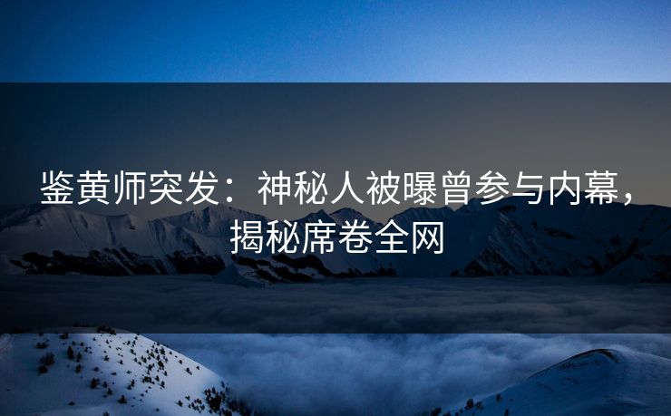 鉴黄师突发：神秘人被曝曾参与内幕，揭秘席卷全网