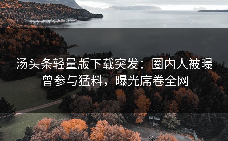 汤头条轻量版下载突发：圈内人被曝曾参与猛料，曝光席卷全网