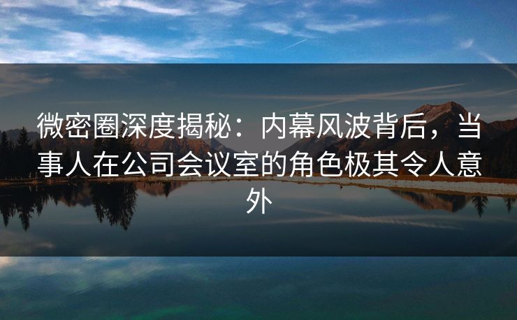 微密圈深度揭秘：内幕风波背后，当事人在公司会议室的角色极其令人意外