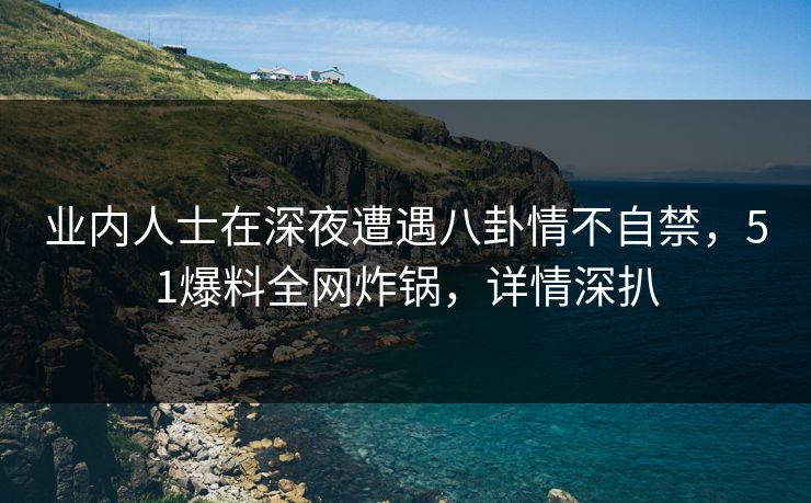 业内人士在深夜遭遇八卦情不自禁，51爆料全网炸锅，详情深扒