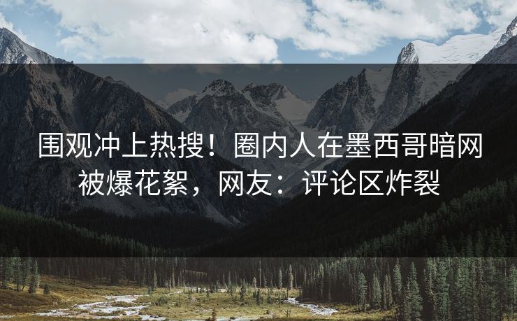 围观冲上热搜！圈内人在墨西哥暗网被爆花絮，网友：评论区炸裂