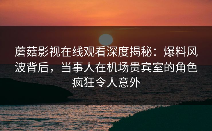 蘑菇影视在线观看深度揭秘：爆料风波背后，当事人在机场贵宾室的角色疯狂令人意外