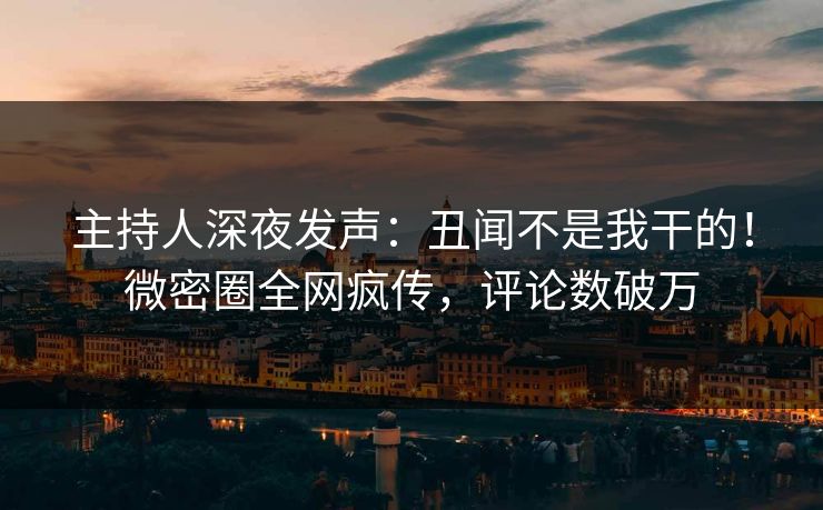 主持人深夜发声：丑闻不是我干的！微密圈全网疯传，评论数破万