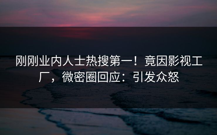 刚刚业内人士热搜第一！竟因影视工厂，微密圈回应：引发众怒