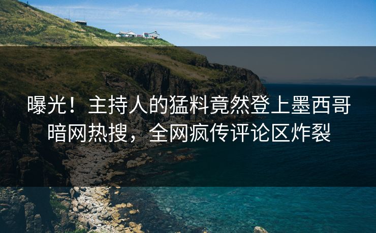 曝光！主持人的猛料竟然登上墨西哥暗网热搜，全网疯传评论区炸裂