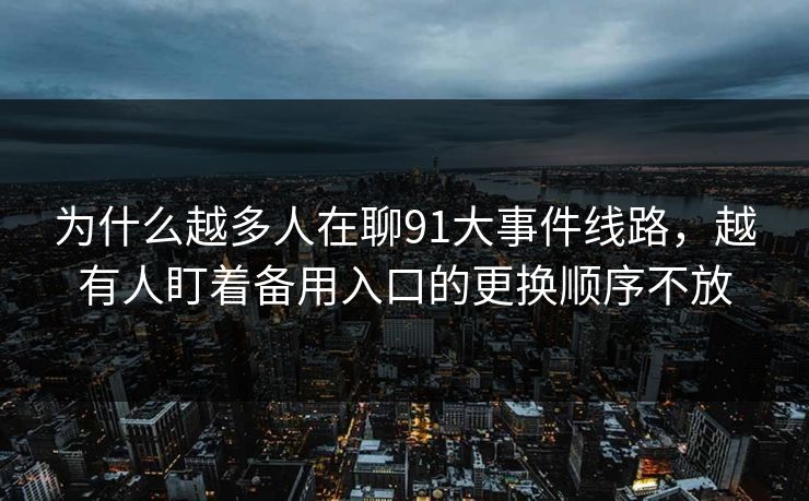 为什么越多人在聊91大事件线路，越有人盯着备用入口的更换顺序不放